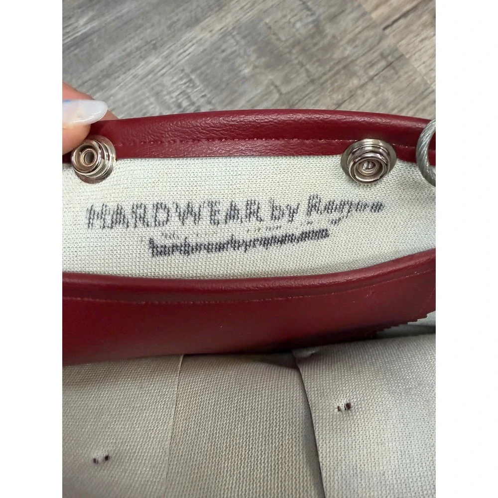 Hardwear by Renee Red Vegan Leather Studded Bucket Bag with Wire Cable Straps